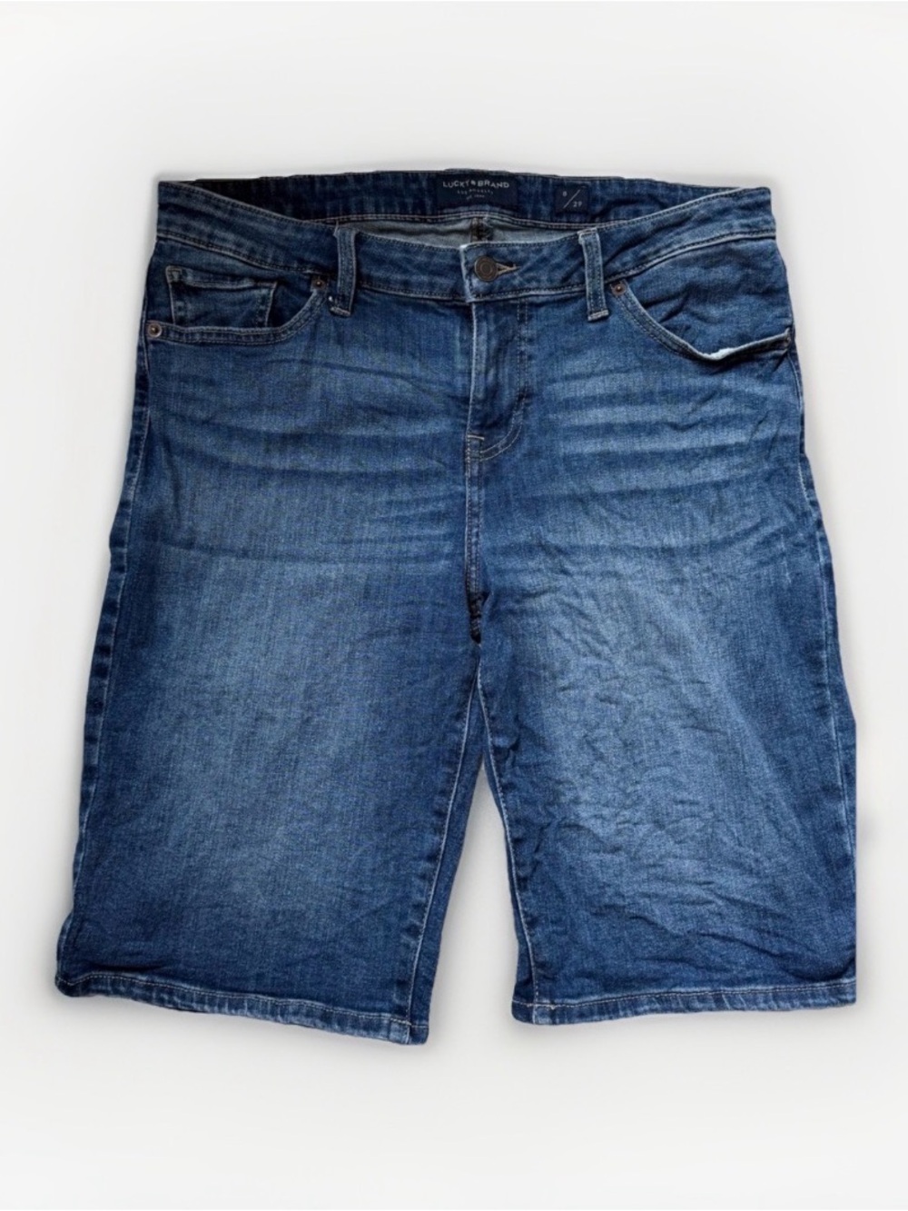 Lucky Brand The Bermuda Denim Shorts Jorts 8/29 Medium Wash Mid Rise Stretch